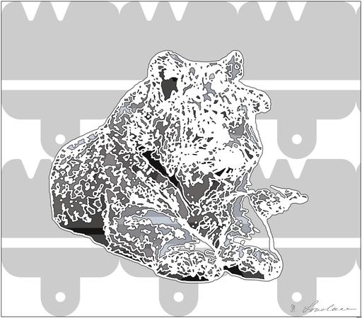 Drawn from photo on Unsplash: white tiger on brown ground AI art