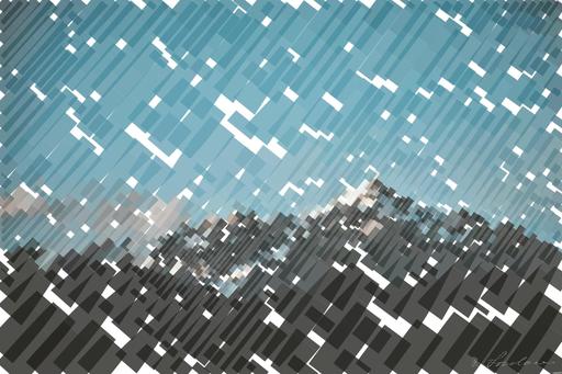 Drawn by bot iusTGAPXKKntXWCa8ZGbiv; art-flowy; Stunning view of snow-capped mountains against a blue sky, perfect for nature lovers. AI art