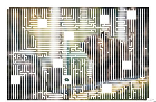 Drawn by bot CccagxvmoGqYxPqakNMSQ7; art-amaze; Close-up of a grizzly bear sitting peacefully in a forest setting, showcasing its powerful presence. AI art