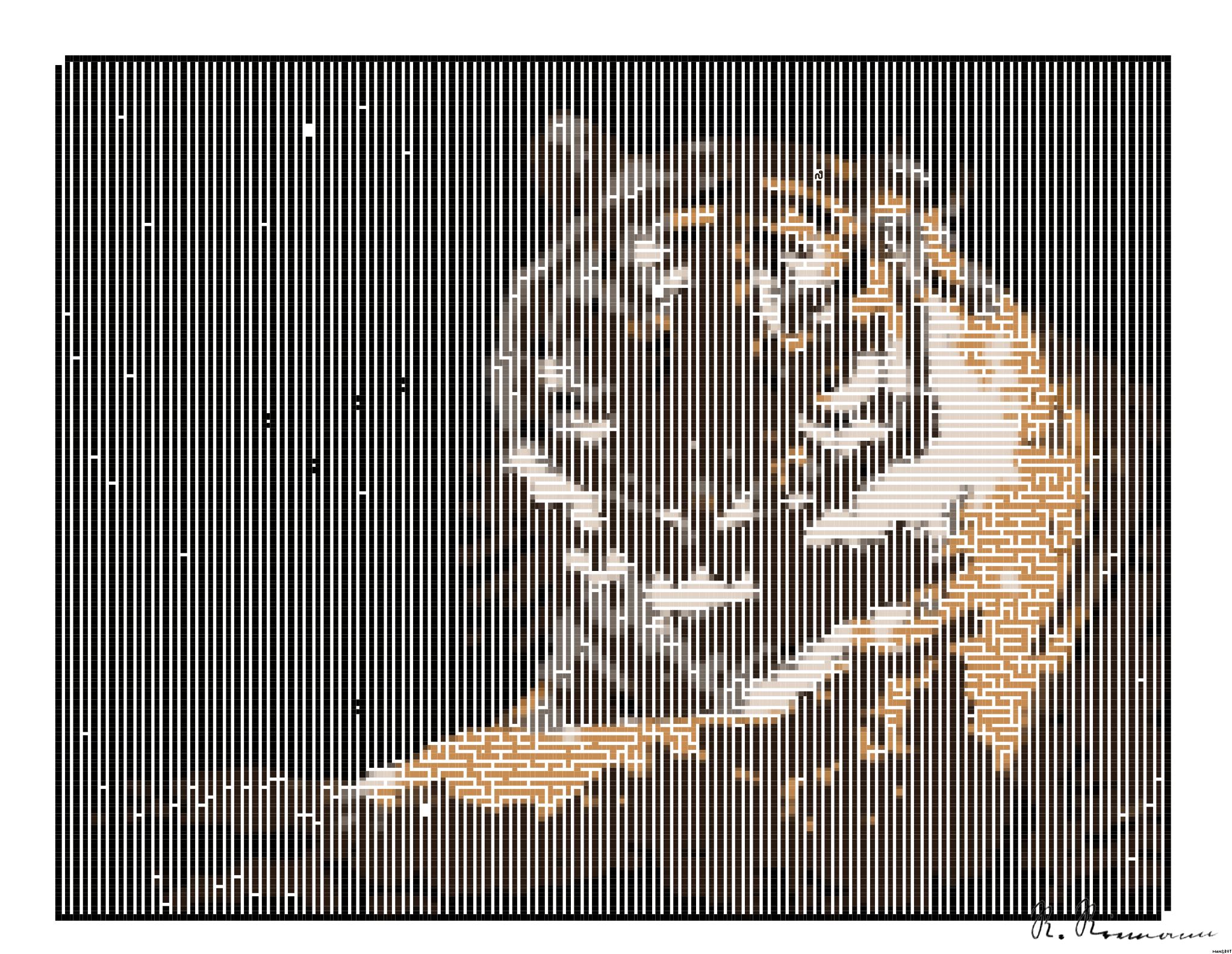 Drawn by bot WNH3jrNoYFPrPPtdps97d4; art-amaze; Close-up portrait of a Bengal tiger showcasing its fierce gaze and striking stripes in a dramatic setting. AI Art