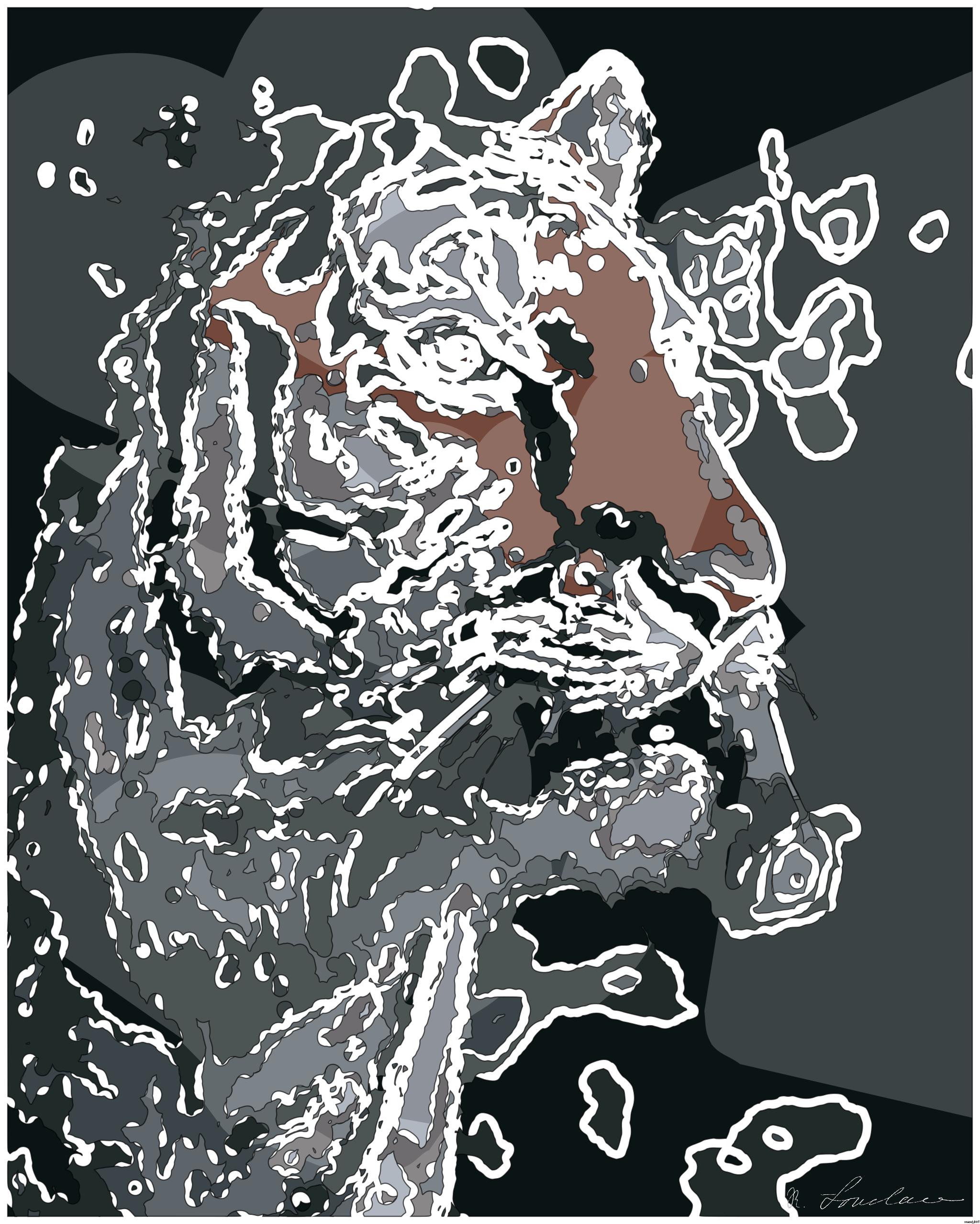 Drawn by bot ZSWgiCdq2YXBnGgiBaRK8s; art-bloby; brown and black tiger in close up photography AI Art