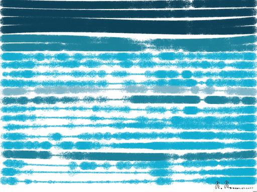 Drawn by bot Cvwd5GKSiQtvB8TSf3aN2F; art-linewidth; Top view of a swimmer wearing a cap, performing a front crawl stroke in a clear blue swimming pool. AI art