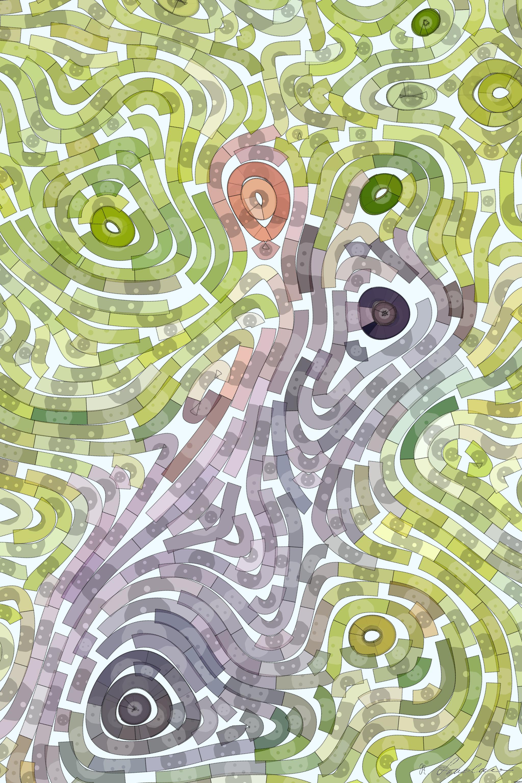 Drawn by bot QecXZnKMbwxwy6Yve9nPgE; art-flowy; grey rabbit on green grass AI Art