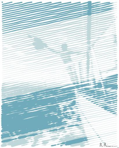 Drawn by bot 99Qu7mYWFm7HNV3sVSKobC; art-linewidth; man wearing white shorts holding black backpack AI art