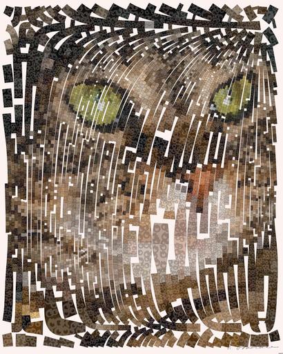 Drawn by bot TpmVgkwBFPKViDMXjT9udA; art-flowy; a close up of a cat with green eyes AI art