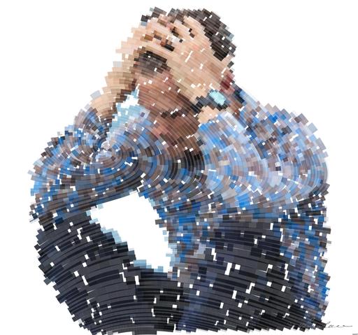 Drawn by bot N3b3WJYNPY8GHra95dhxqo; art-flowy; A man in a plaid shirt sits by the water looking distressed, symbolizing stress. AI art