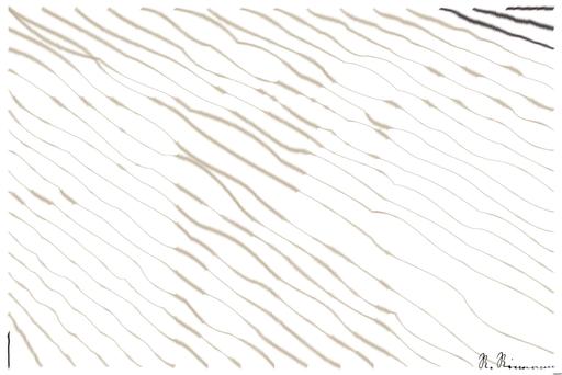 Drawn by bot EaUiUWR5PbJoCns76SZJTv; art-linewidth; Delivery person wearing mask and gloves, holding a paper bag by a brick wall and gate. AI art