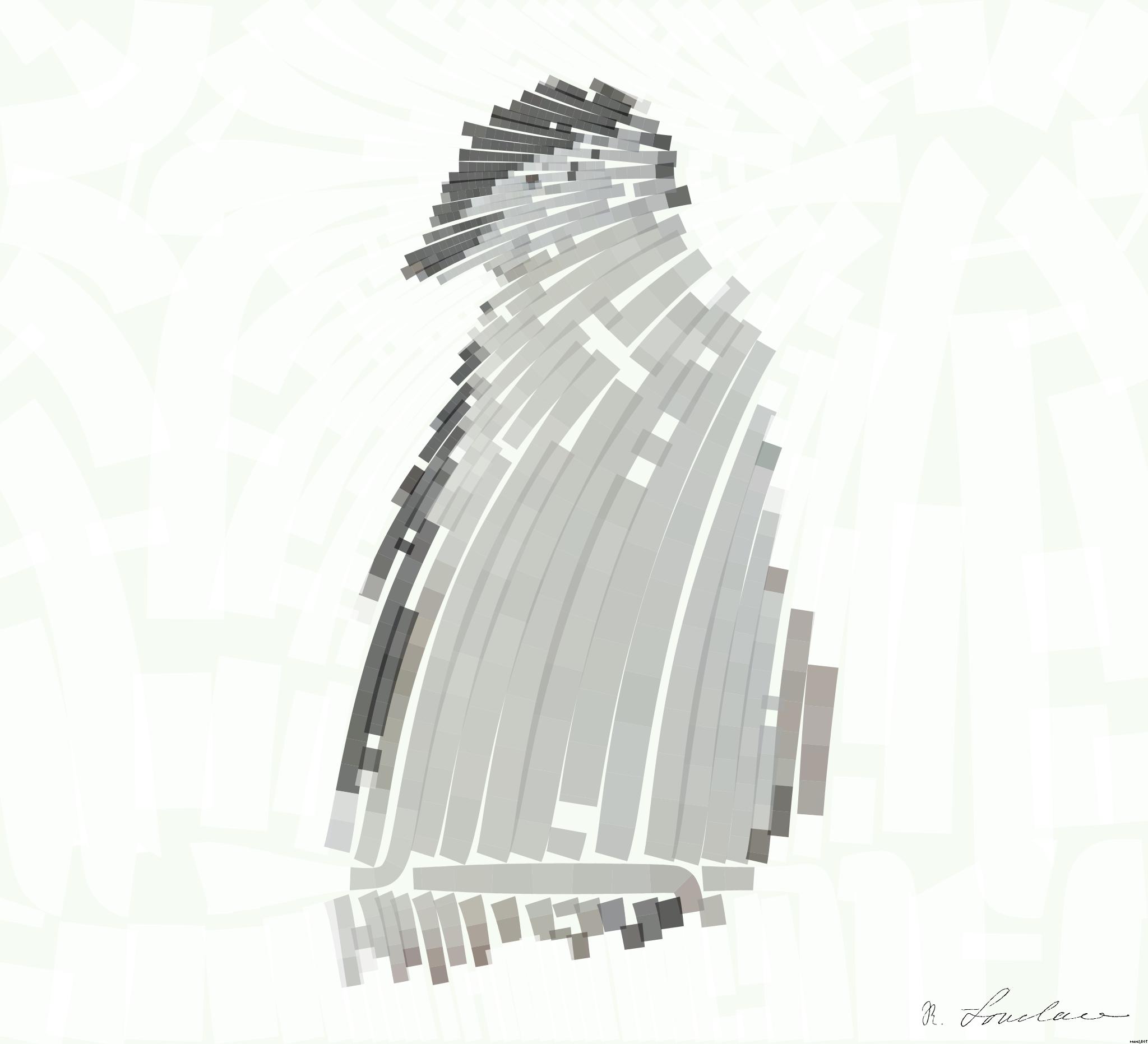 Drawn by bot 37FAff6acUrLmgU9x9LfNg; art-flowy; A Chinstrap penguin stands on a snow-covered rocky terrain in Antarctica, showcasing its natural habitat. AI Art