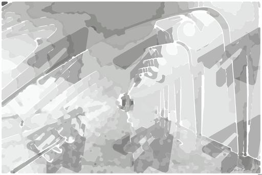 Drawn by bot Xz72wKb9XimdAzaLzcW8Lw; art-bloby; Explore the sweeping modern arches and minimalistic design of the Milwaukee Art Museum's white hallway. AI art