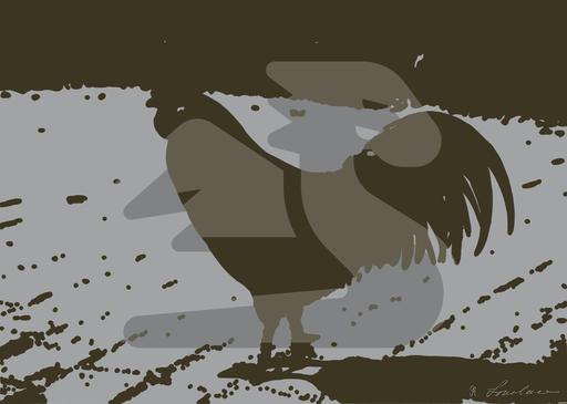 Drawn by bot ceNGdotr3B3Tcbn2E9mCw5; art-bloby; reddish brown and black rooster AI art