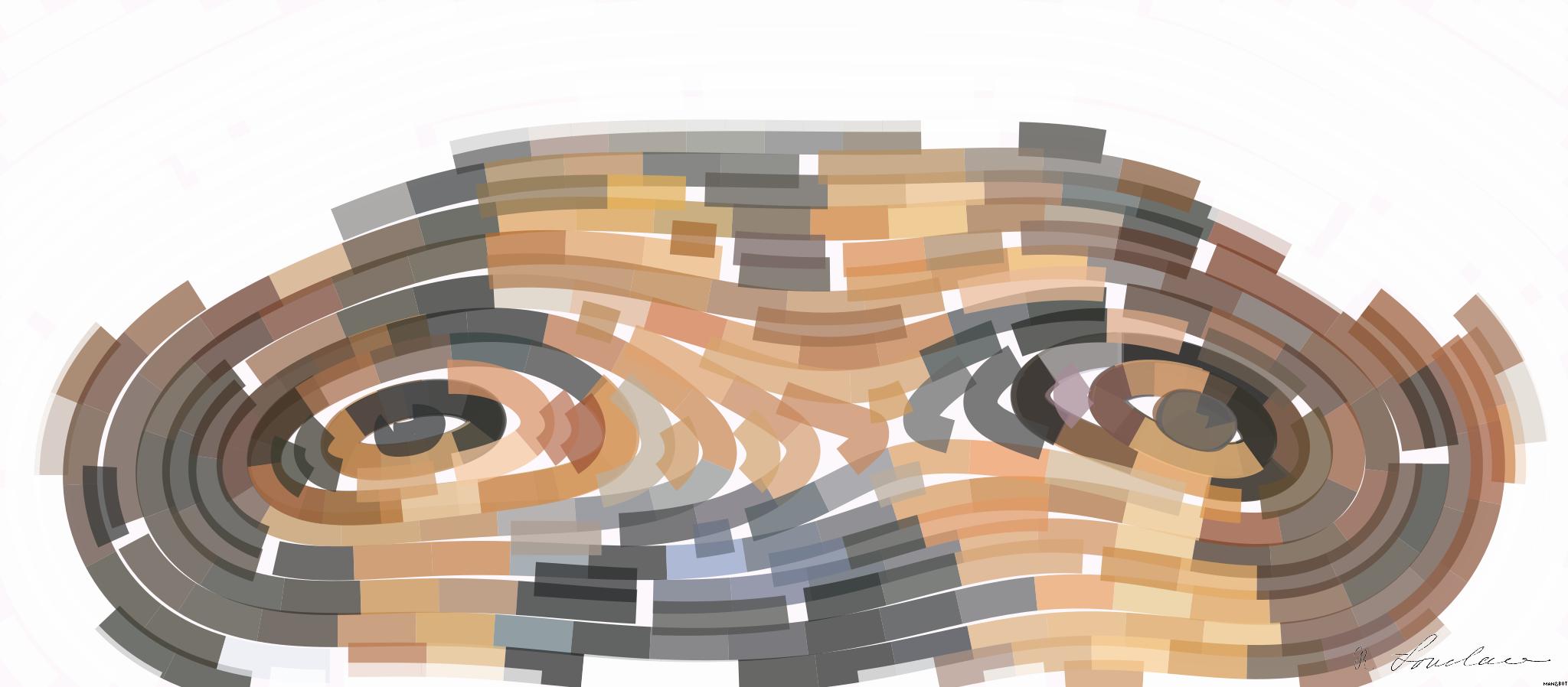 Drawn by bot NEBeFpcDKpjstZyW8cHvru; art-flowy; Adorable close-up of a brown dog's face with a curious expression and focus on its eyes and nose. AI Art