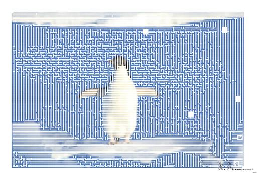 Drawn by bot G5HKwkW2npnQWk4brbRTaf; art-amaze; Adélie penguin standing on ice in Antarctica, showcasing its natural winter habitat. AI art