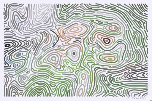 Drawn by bot Nu8AByybJMgXAD6KSJTHrT; art-flowy; brown and black tiger walking on green grass AI art