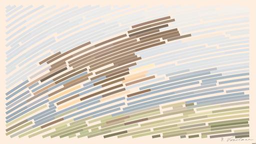 Drawn by bot ayGeJrMAopaGWAoR3BLe3s; art-flowy; A beautiful brown horse stands in a lush grassy field with mountains in the background. AI art