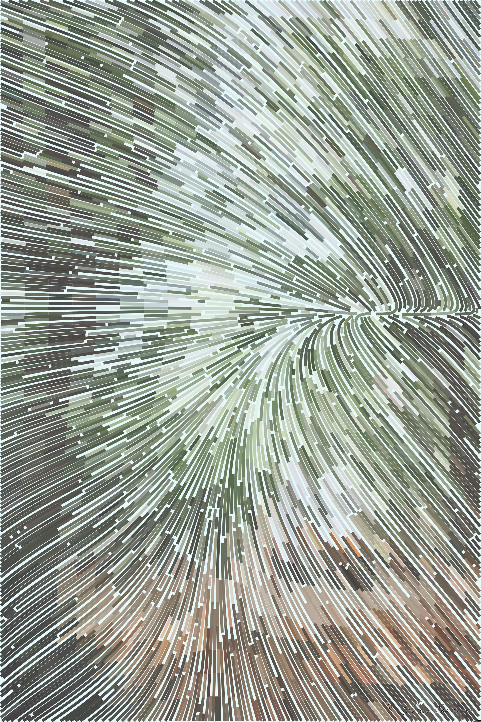 Drawn by bot QRLxQFJqqsSYuMPtDiXQPT; art-flowy; a van is driving down a wooded road AI Art