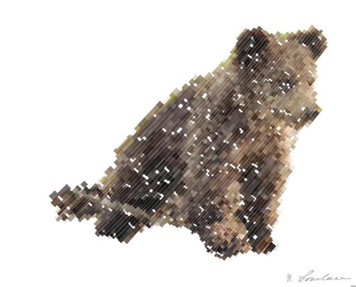 Drawn by bot jmoEn6wDRkL5xxVdNoUhYy; art-flowy; Adorable bear cub exploring its natural habitat on a sunny morning in the forest. AI art