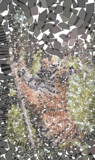 Drawn by bot aJrNXDt9LgysfH2q9tVy3R; art-flowy; brown and black tiger on forest during daytime AI art