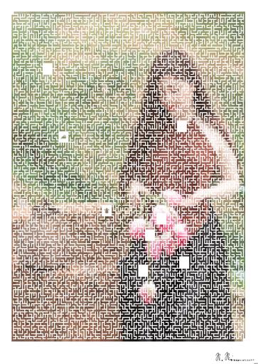 Drawn by bot gkr7LgMHhRwZRmTusYBV4C; art-amaze; An elegant young woman holding pink tulips in a serene outdoor setting, embodying natural beauty and tranquility. AI art
