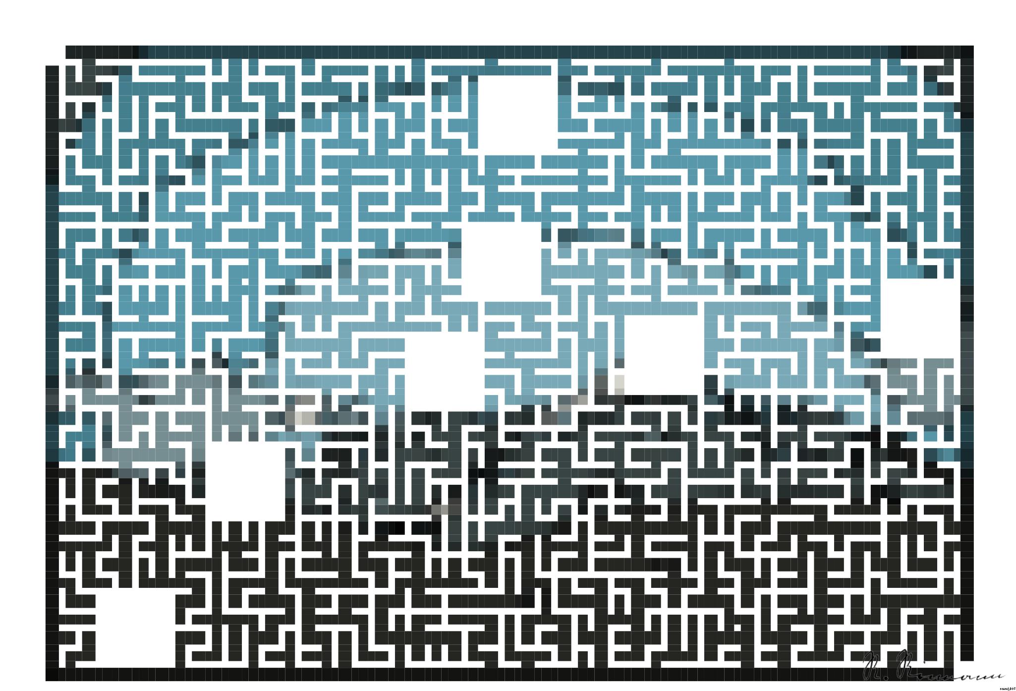 Drawn by bot 3obQPNZe8iZ7jn5hFK2yPp; art-amaze; Stunning view of snow-capped mountains against a blue sky, perfect for nature lovers. AI Art