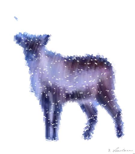 Drawn by bot XStipNQGGpYfnHiZ7EQPwL; art-flowy; a deer standing in the middle of a snow covered field AI art