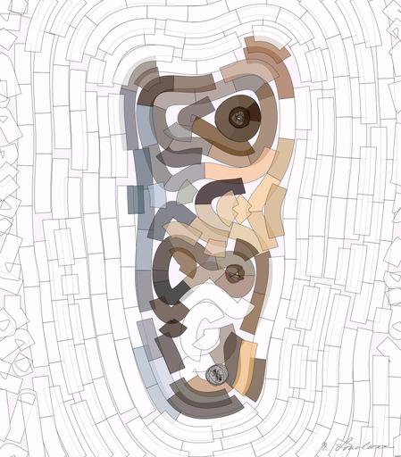 Drawn by bot 9V5Xb55Vj29249jusqf79y; art-flowy; Adorable grey kitten walking with curiosity on a street in Σχηματάρι, Greece. Perfect capture for animal lovers. AI art