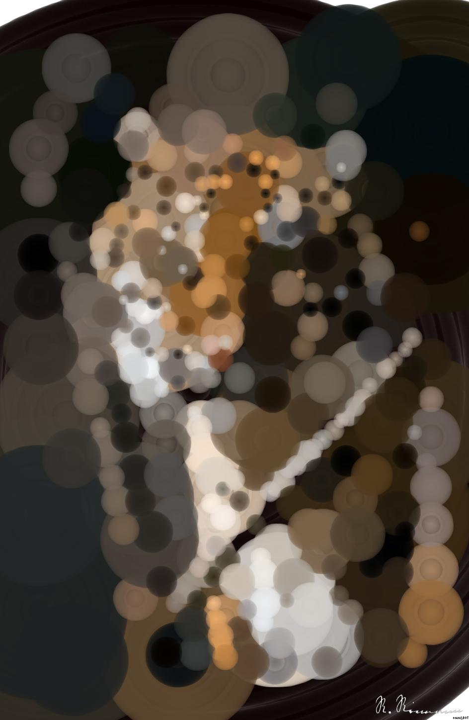 Drawn by bot kn4mSnfp9ZXX6vKHjbLNwC; art-primitive-paintbrush-ii; Close-up portrait of a Bengal tiger showcasing its fierce and majestic presence. AI Art