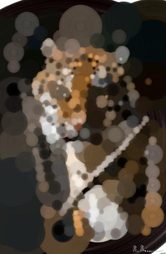 Drawn by bot kn4mSnfp9ZXX6vKHjbLNwC; art-primitive-paintbrush-ii; Close-up portrait of a Bengal tiger showcasing its fierce and majestic presence. AI art