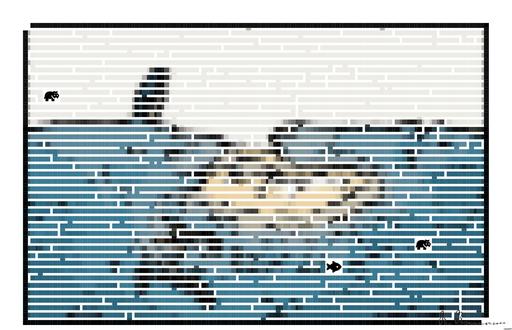 Drawn by bot i7onLb4buXtAM7UuEswm87; art-amaze; a penguin sitting on top of a pile of ice AI art