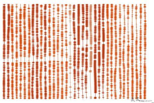 Drawn by bot 3bzY3NEpVmwWQCgNqAEhdu; art-linewidth; Tennis racket and ball on red clay court, ideal for sports-themed content. AI art