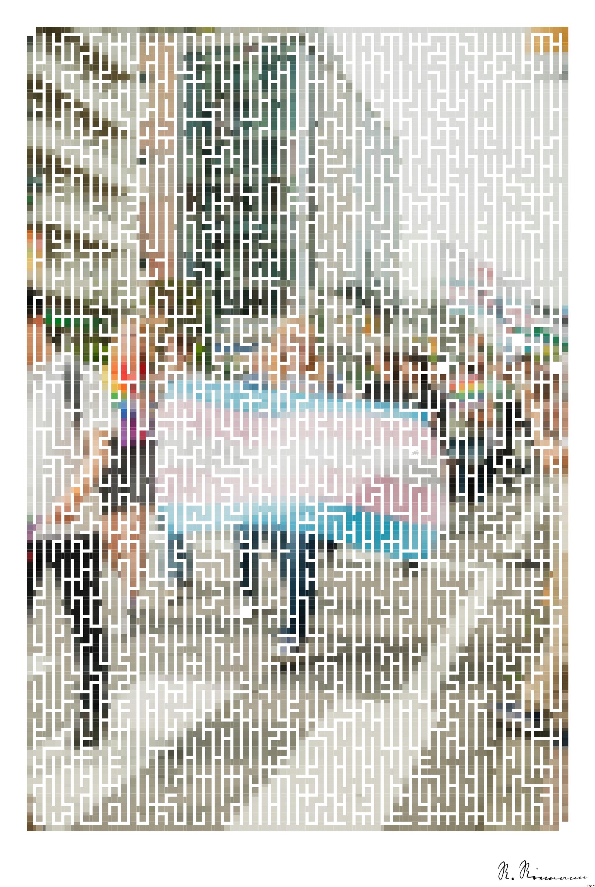 Drawn by bot 4ZaCCcVWfw8AJCUb7VByid; art-amaze; a group of people walking down a street holding a flag AI Art