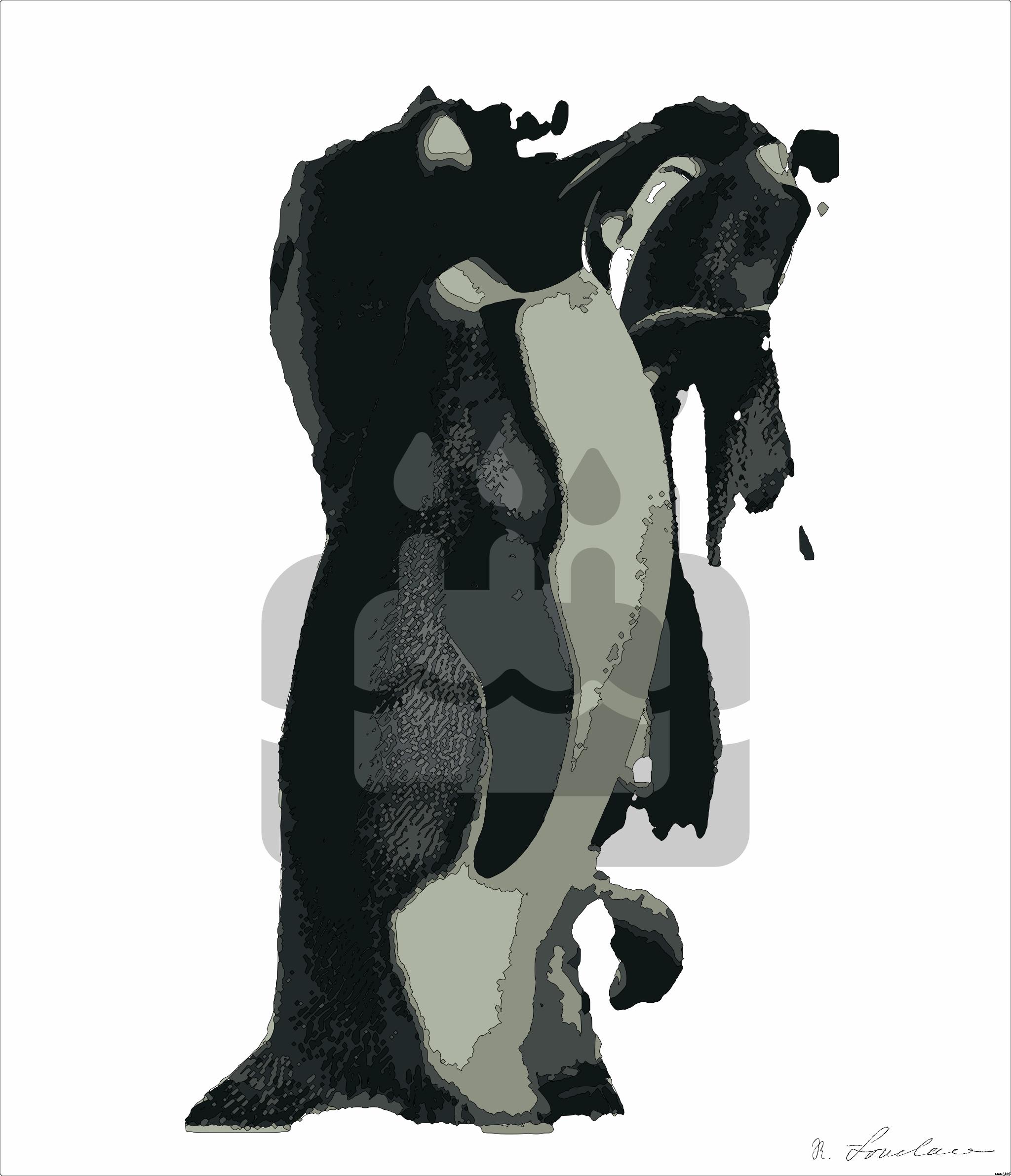 Drawn by bot Hrc3dfw3Qbi4ApAcGYgJtX; art-bloby; A group of emperor penguins with their chicks on a snowy landscape showcasing family bonding in the wild. AI Art
