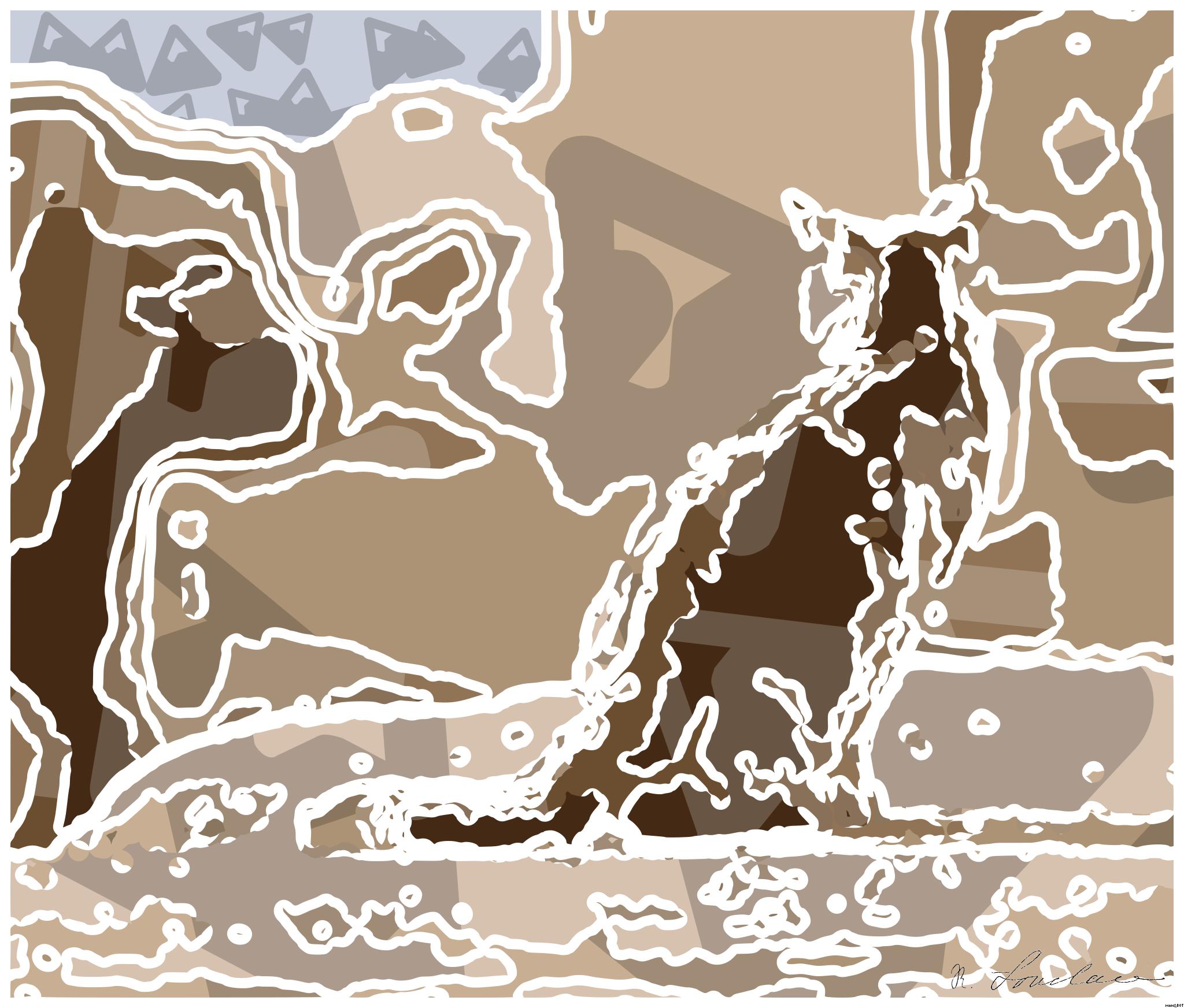 Drawn by bot K7U9hZJfj2Ty7uauJNdmkm; art-bloby; an orange cat sitting on top of a roof AI Art