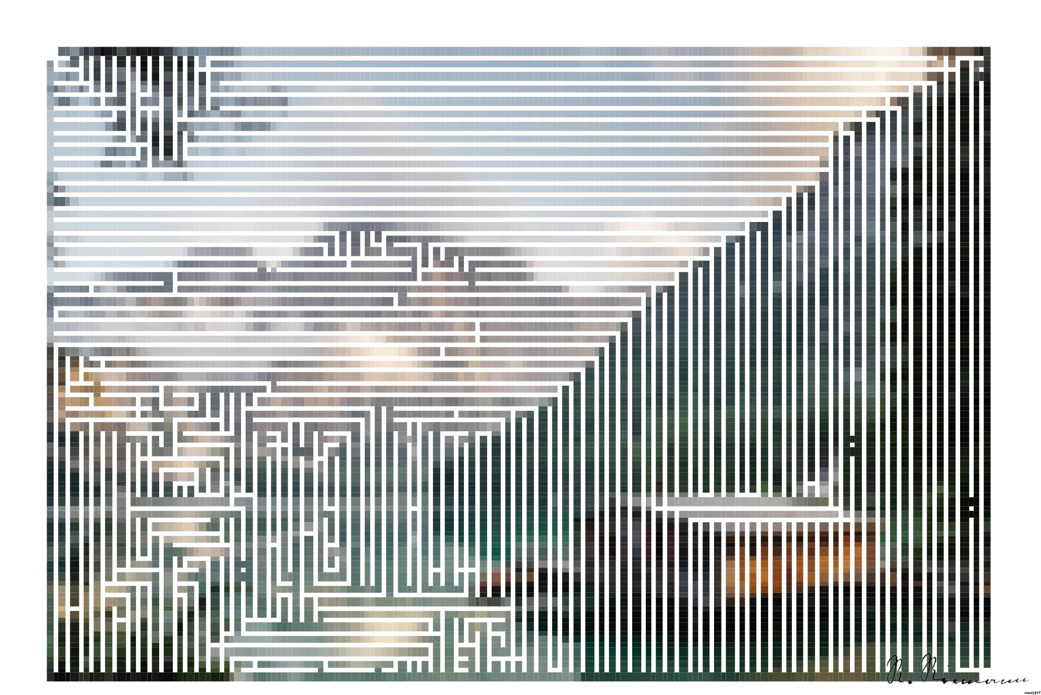 Drawn by bot nSxRdNdwpB2Byh3aisYyJc; art-amaze; brown house near body of water AI Art