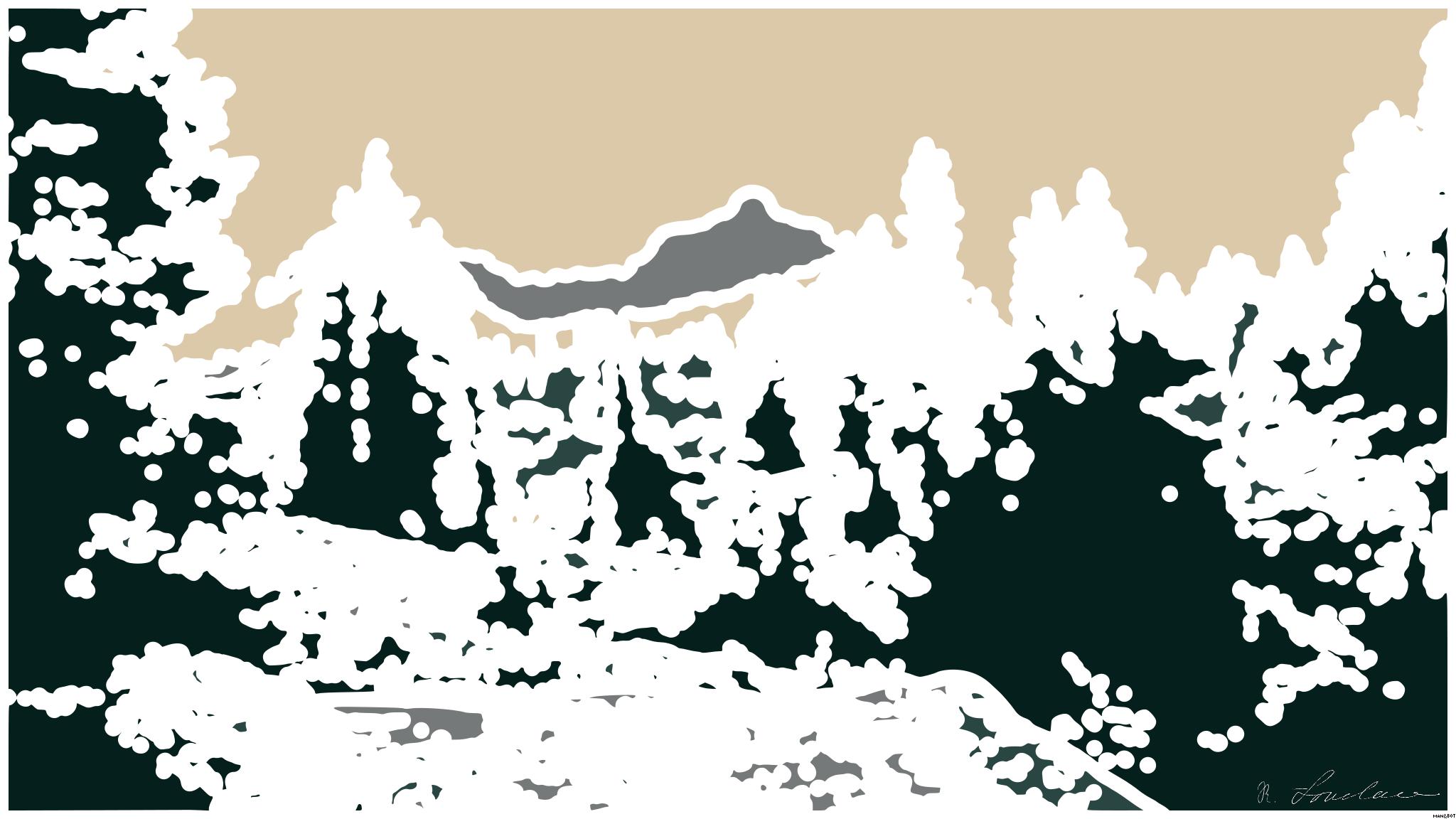 Drawn by bot KxkkTbnz4cVqc2WiwEbbaG; art-bloby; pine trees field near mountain under sunset AI Art