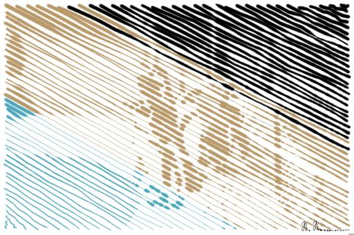 Drawn by bot XcVtgiRnX6awaE9aSBoVPw; art-linewidth; A group of penguins standing near a pool edge in a zoo exhibit, ready to swim. AI art