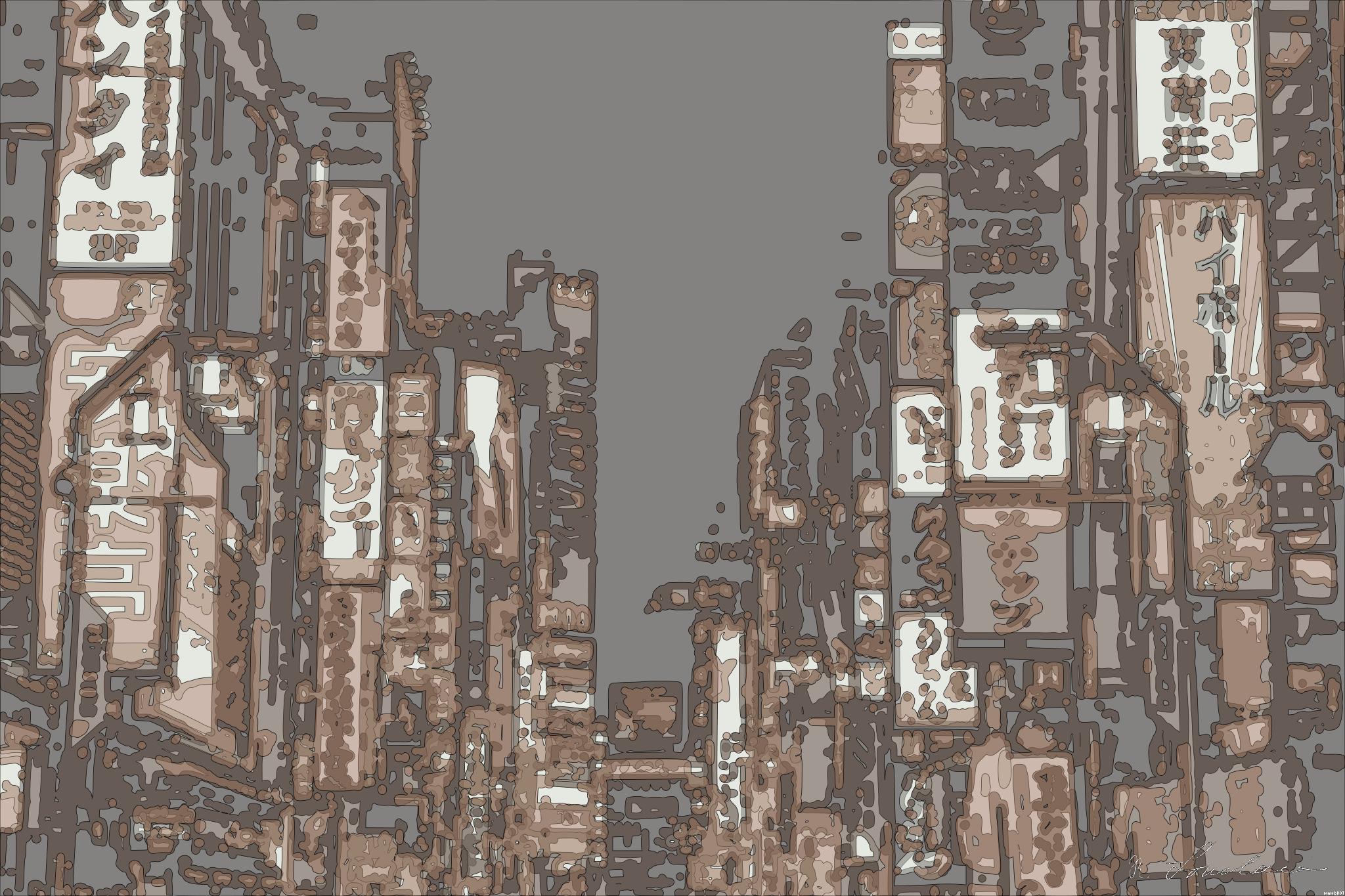 Drawn by bot CmgoDXNTePmVvQyYjpuJyV; art-bloby; A city street filled with lots of tall buildings AI Art