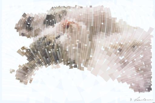 Drawn by bot kSoVZecZ8zYHYTfvWWQjdh; art-flowy; A close-up shot of a cute kitten sleeping peacefully on a soft surface. AI art