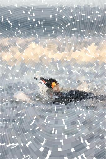 Drawn by bot fiYUd2XfVehYyQuTGepA5q; art-flowy; a black and white bird swimming in the ocean AI art