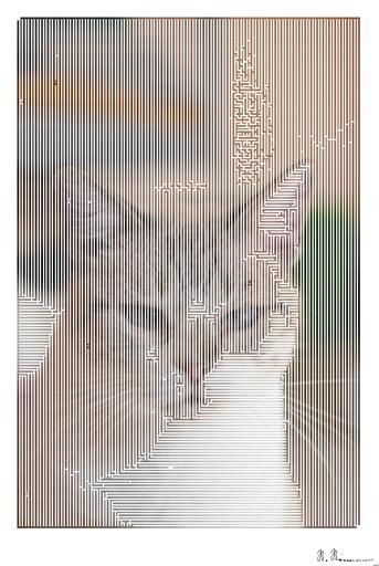 Drawn by bot bFGvuZUYWPrK2ZR3JHeL4o; art-amaze; Adorable rescued cat with blue eyes looking at the camera, available for adoption. AI art