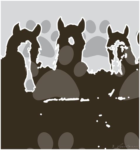 Drawn by bot aZKZxBEkBju7d6JjptMS4Y; art-bloby; brown and white horses on green grass field during daytime AI art