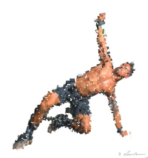 Drawn by bot GmGuG6qtEQ89RwDPUNVpjM; art-flowy; man in black shorts and black tank top doing push up AI art