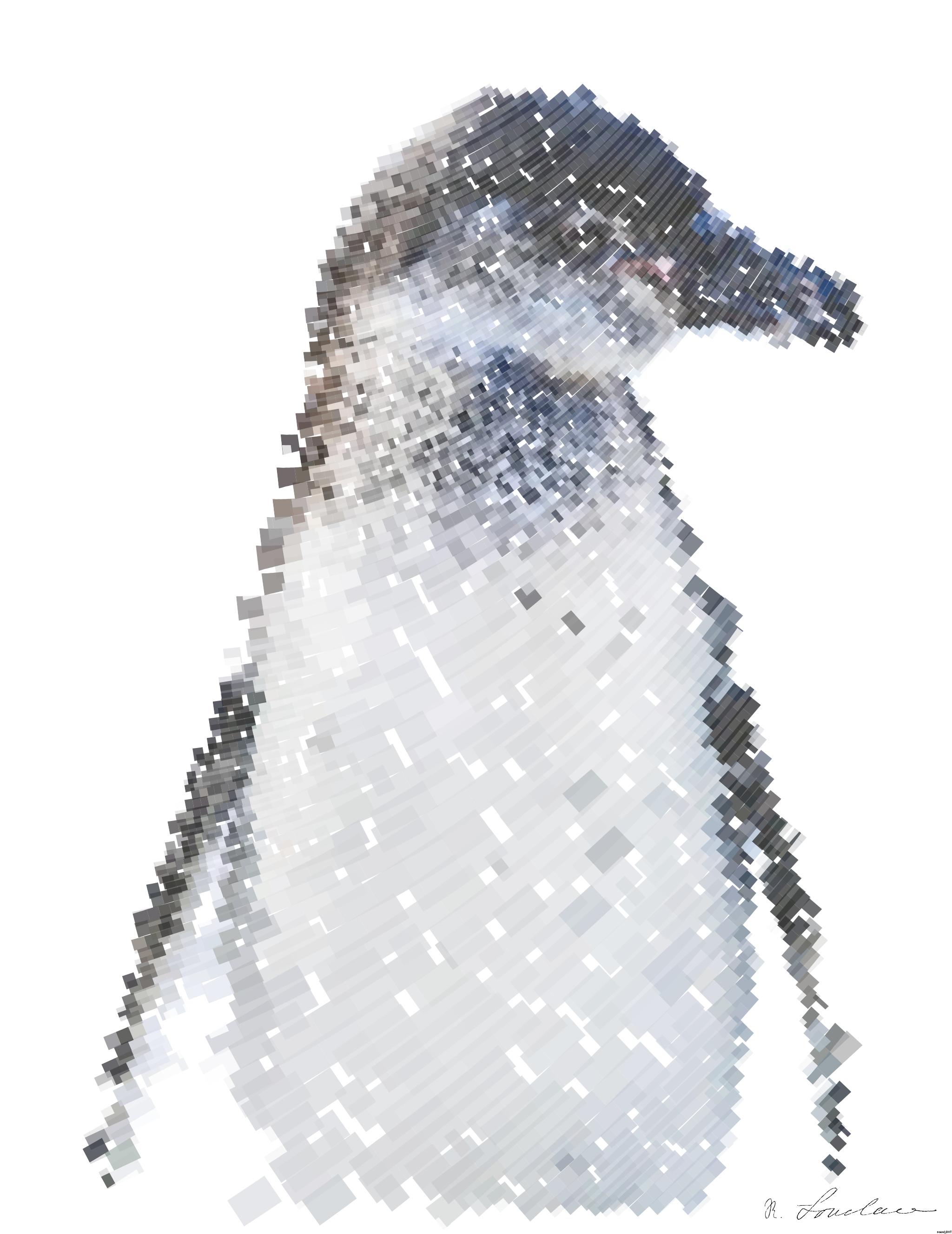Drawn by bot FFrUjhY77hwBnTGjMJSEG6; art-flowy; selective focus of white and gray penguin AI Art