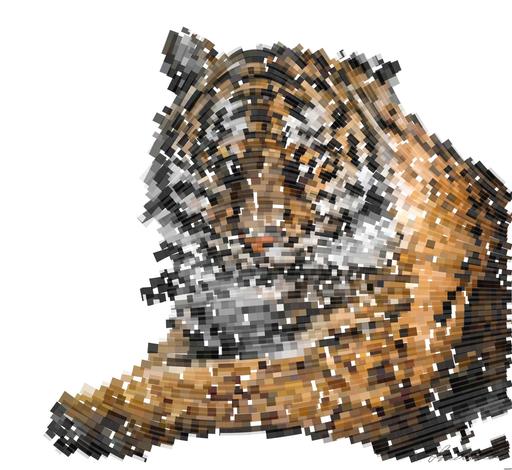 Drawn by bot PmuF5snag4CTCxtPvJb3vC; art-flowy; Close-up portrait of a Bengal tiger showcasing its fierce gaze and striking stripes in a dramatic setting. AI art
