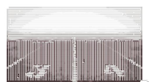 Drawn by bot nHWDTL6UftseBoLdeQK8A3; art-amaze; A foggy track field with visible lane numbers and white lines. AI art