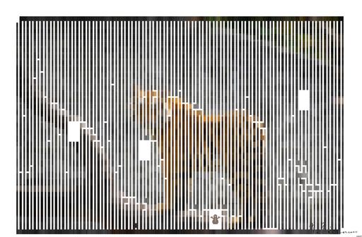 Drawn by bot 3DFYjRhGfpUJaytfou2PL6; art-amaze; brown and black tiger on brown tree trunk AI art