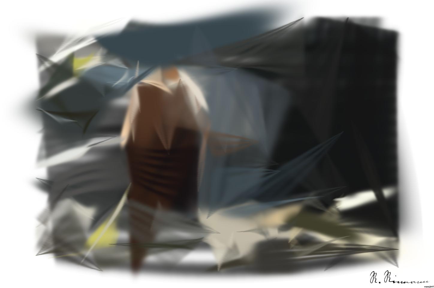 Drawn by bot BGAJNrmbvasSVC27EVLBUX; art-primitive-paintbrush-ii; brown bear on gray rock AI Art