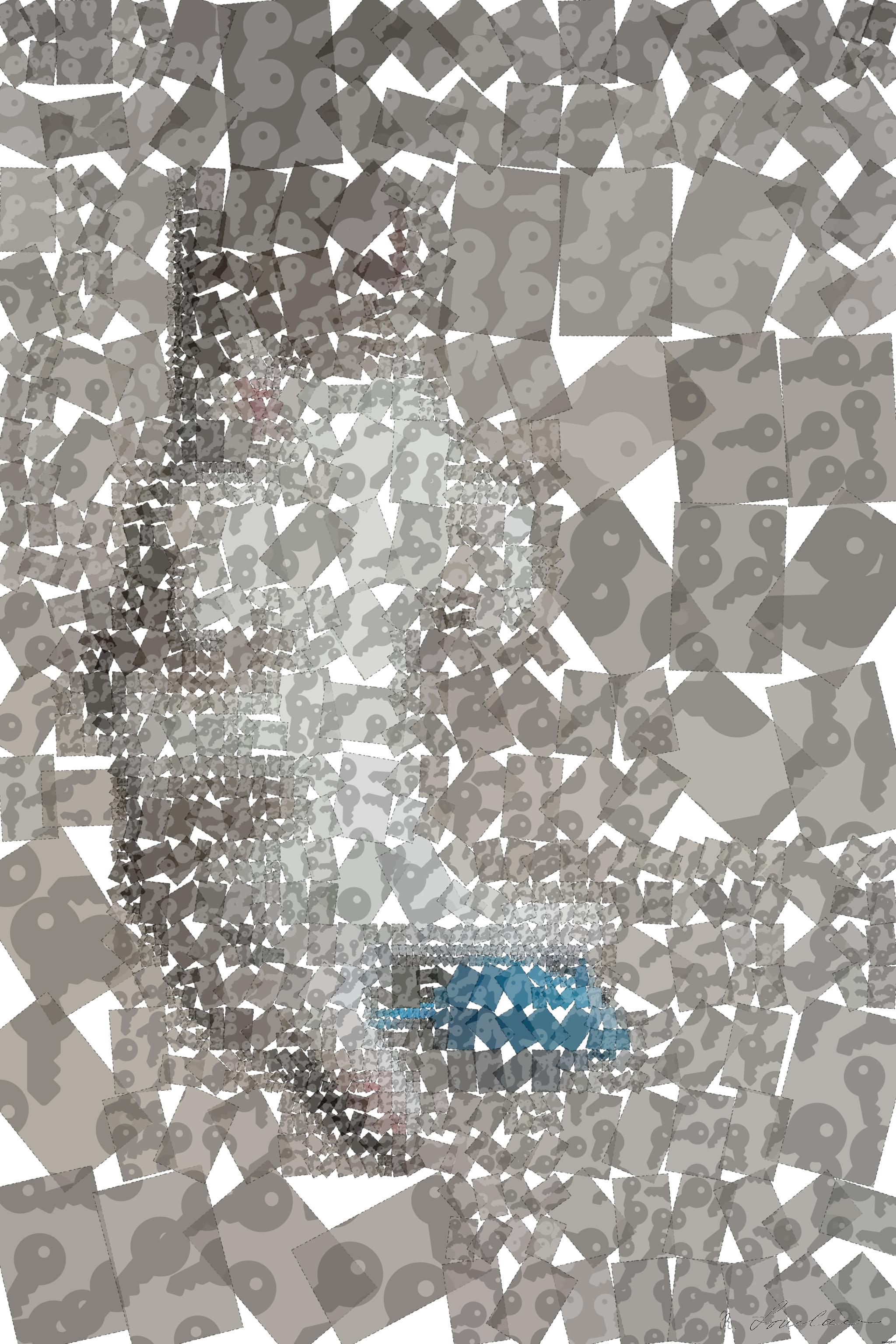 Drawn by bot 5vBc6wktHFgaWzGsXMhLtG; art-quadrangle; white and gray kitten lying on gray textile AI Art