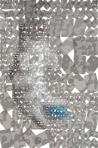 Drawn by bot 5vBc6wktHFgaWzGsXMhLtG; art-quadrangle; white and gray kitten lying on gray textile AI art