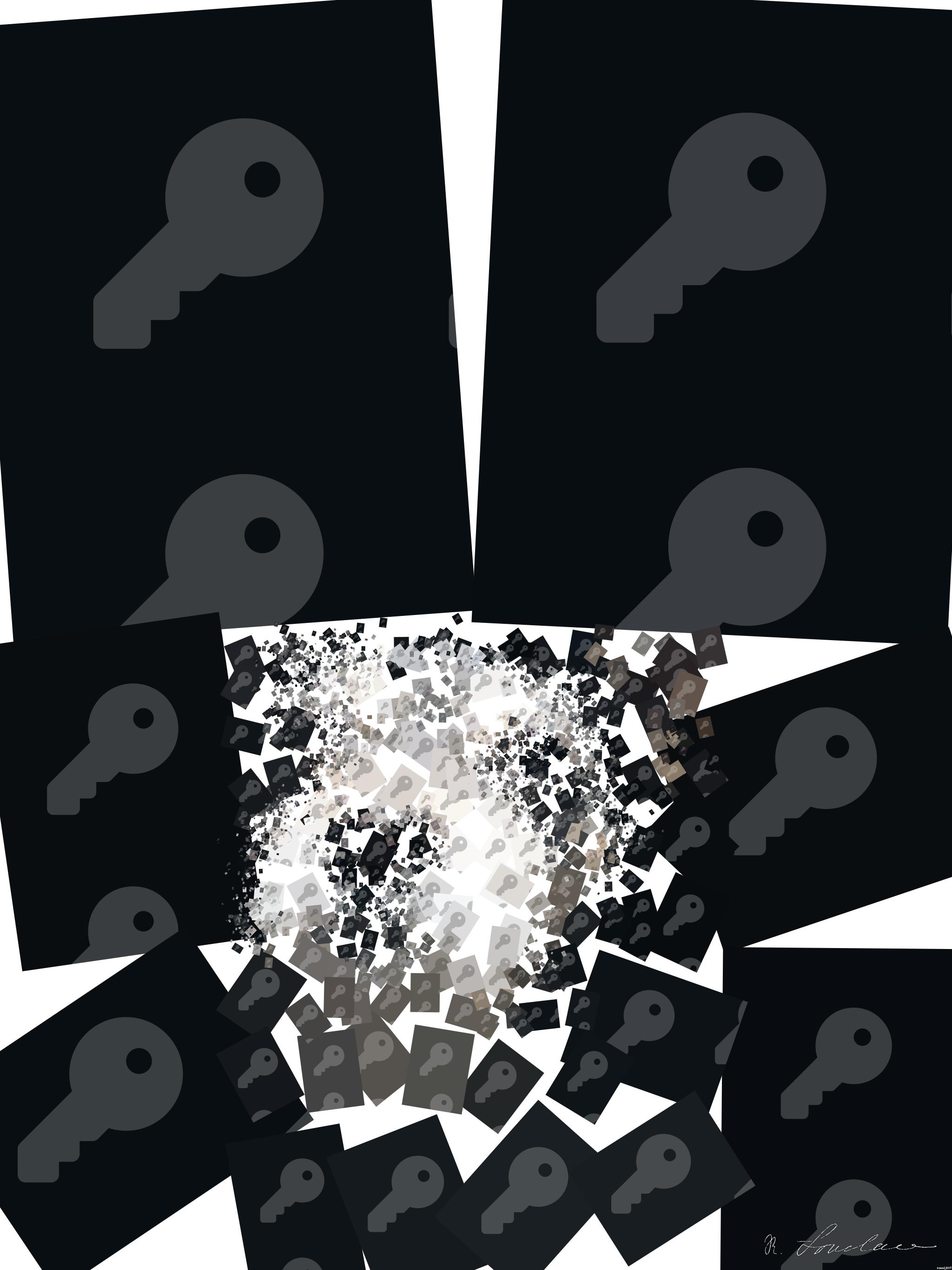 Drawn by bot WMciLGJVBXBFYExuk8DegF; art-quadrangle; A close-up portrait of a cute scruffy dog with expressive eyes in a dark setting. AI Art